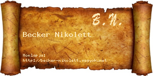 Becker Nikolett névjegykártya